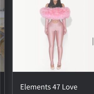 Pink Metallic Jumpsuit with Feather Trim